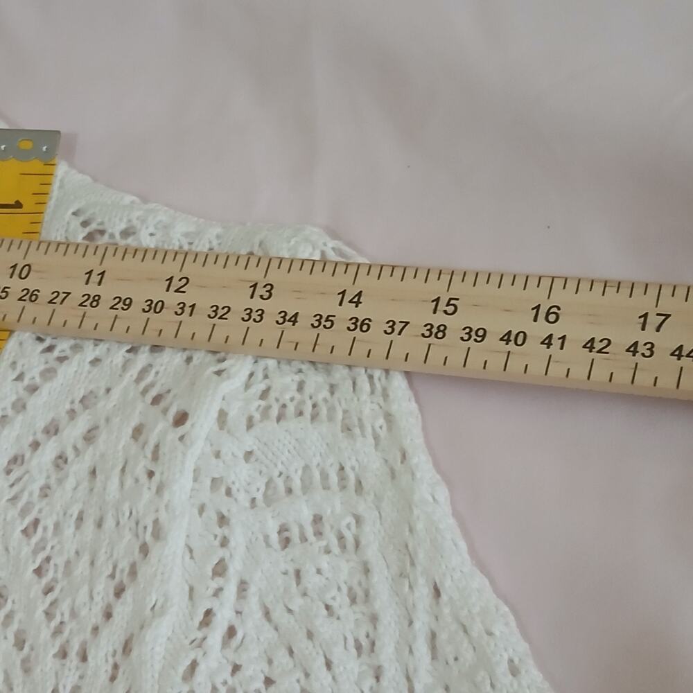 Belldini Cardigan Womens M White Crochet Lace Open Front Duster Boho Sheer NWT - Picture 15 of 16